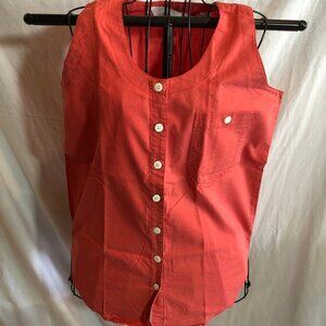 VINTAGE Sea Wind MEDIUM Red Sleeveless Blouse 20.5" Underarm to Underarm
